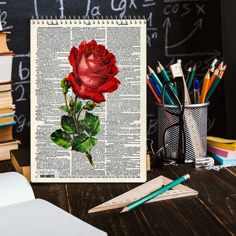 دفتر شطرنجی 100 برگ کارنیکا طرح روزنامه وینتج Vintage Newspaper کد 56910