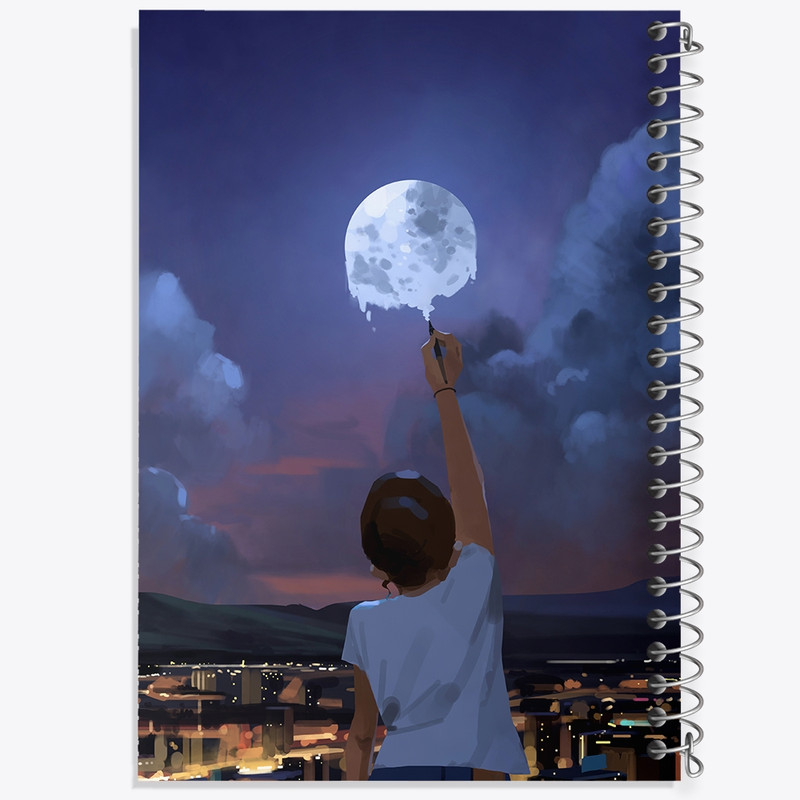 دفتر مشق 100 برگ خندالو طرح دختر و ماه کد F574