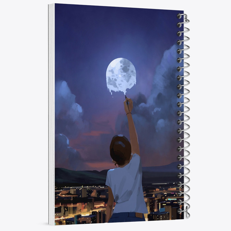 دفتر مشق 100 برگ خندالو طرح دختر و ماه کد F574