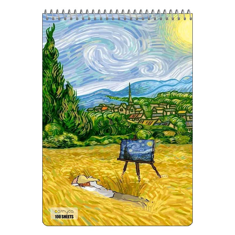 دفتر شطرنجی 100 برگ کارنیکا طرح فانتزی ون گوگ Van Gogh Fantasy کد 95895