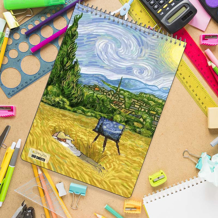 دفتر شطرنجی 100 برگ کارنیکا طرح فانتزی ون گوگ Van Gogh Fantasy کد 95895