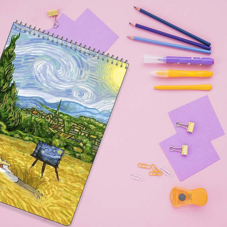 دفتر شطرنجی 100 برگ کارنیکا طرح فانتزی ون گوگ Van Gogh Fantasy کد 95895