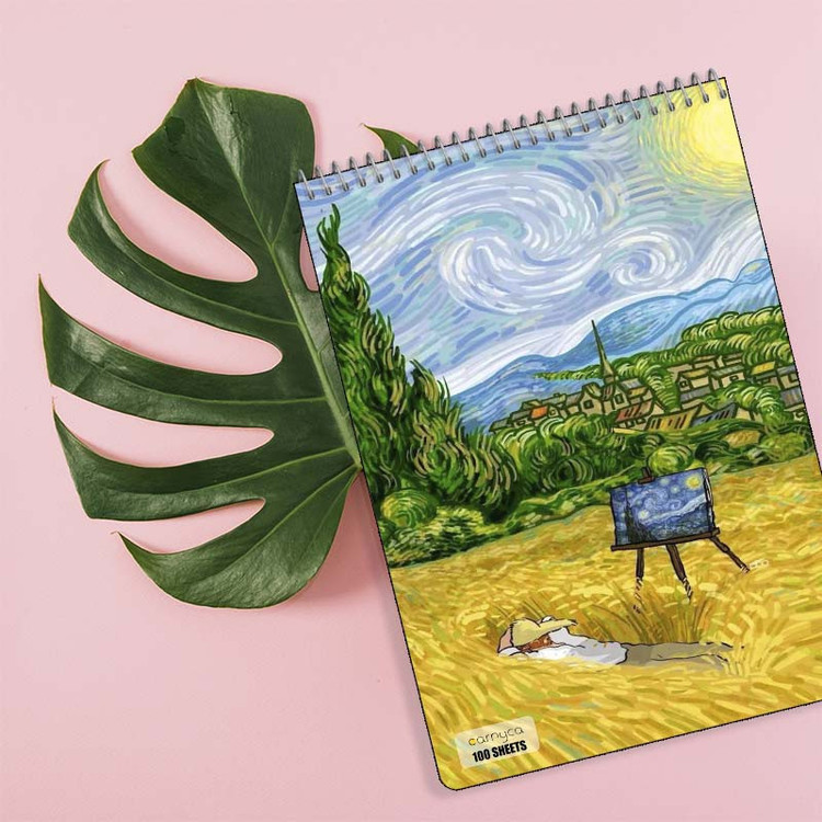 دفتر شطرنجی 100 برگ کارنیکا طرح فانتزی ون گوگ Van Gogh Fantasy کد 95895