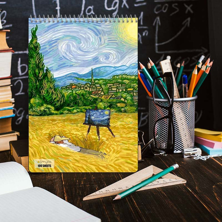 دفتر شطرنجی 100 برگ کارنیکا طرح فانتزی ون گوگ Van Gogh Fantasy کد 95895