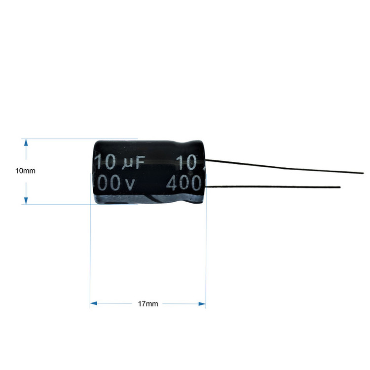 خازن الکترولیت 10uF میکرو فاراد جی دبلیو کو مدل 400V بسته 2 عددی