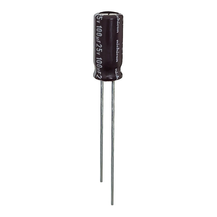 خازن 100 میکروفاراد 25 ولت نیچیکون مدل TK-10025 بسته 16 عددی