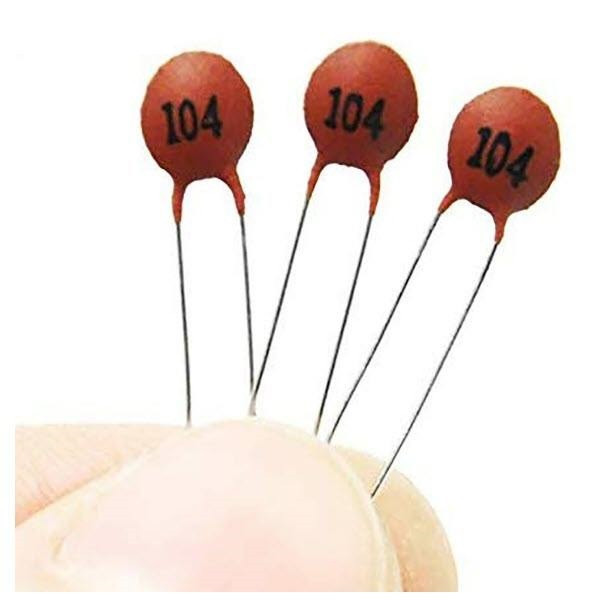 خازن عدسی 100 نانو فاراد کد 104 بسته 5 عددی