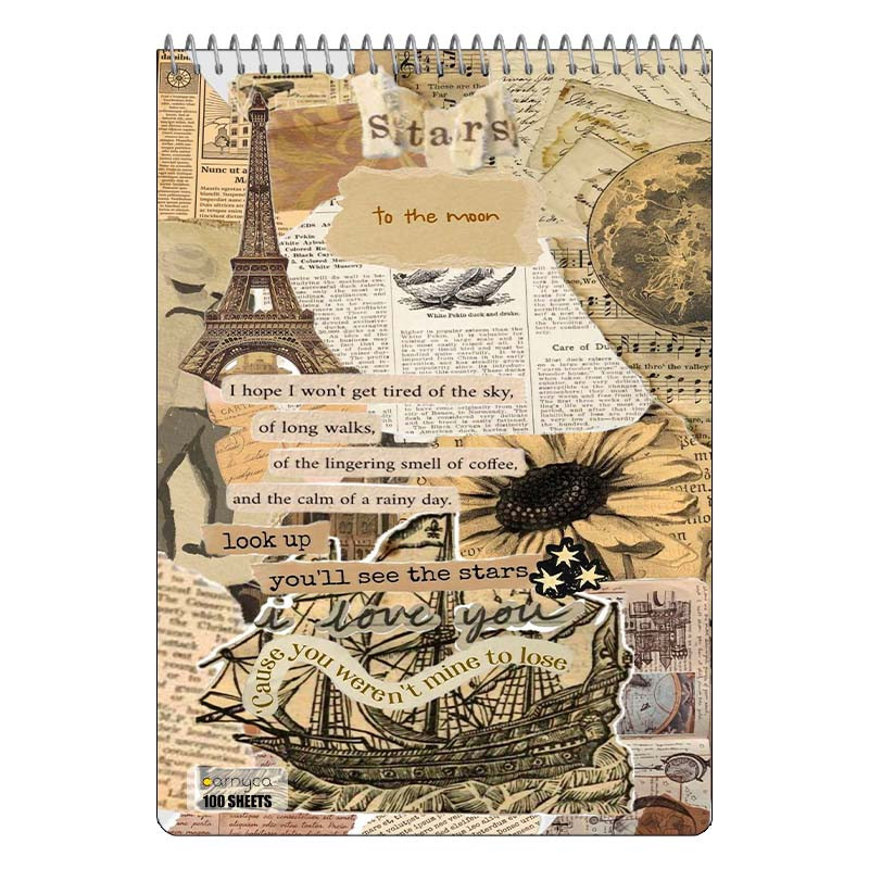 دفتر شطرنجی 100 برگ کارنیکا طرح وینتج اسکرپ بوک Vintage Scrapbook کد 87488