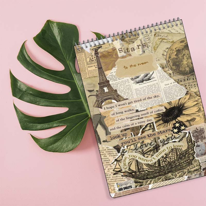دفتر شطرنجی 100 برگ کارنیکا طرح وینتج اسکرپ بوک Vintage Scrapbook کد 87488