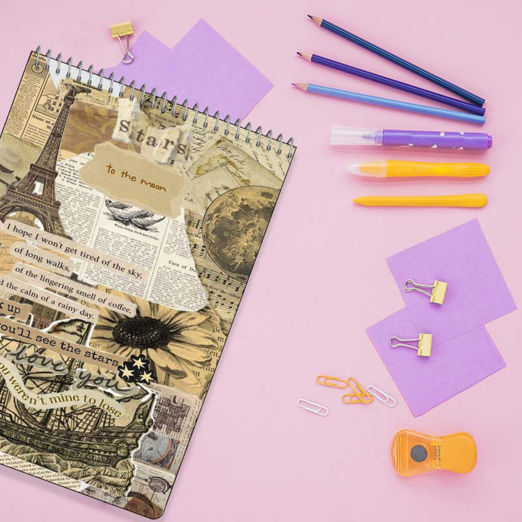 دفتر شطرنجی 100 برگ کارنیکا طرح وینتج اسکرپ بوک Vintage Scrapbook کد 87488