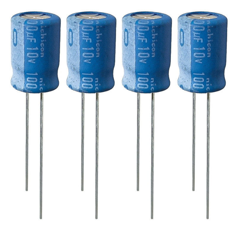 خازن الکترولیت 100 میکروفاراد 10 ولت نیچیکون مدل TK-10010 بسته 4 عددی