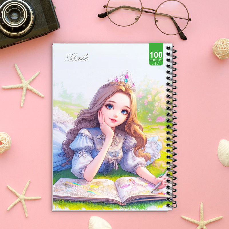 دفتر نقاشی 100 برگ بله طرح فانتزی دختر نقاش کد A4-N81