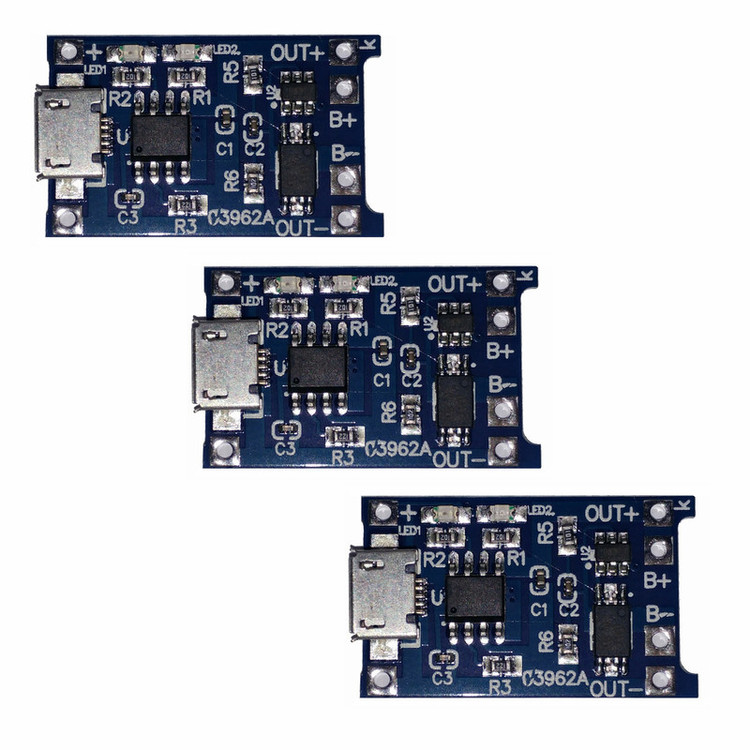 ماژول شارژر باتری مدل TP- 4056 Micro USB بسته 3 عددی