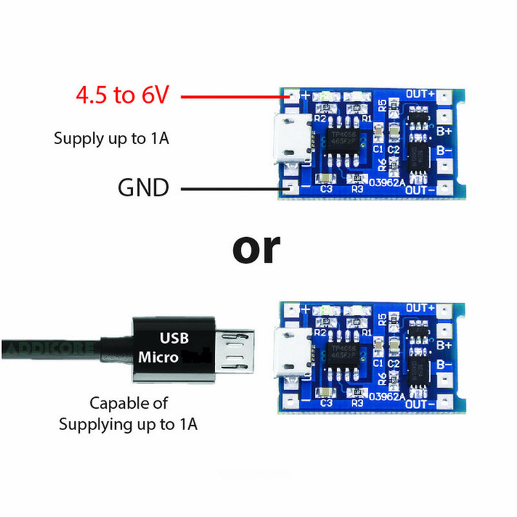 ماژول شارژر باتری مدل TP- 4056 Micro USB بسته 3 عددی