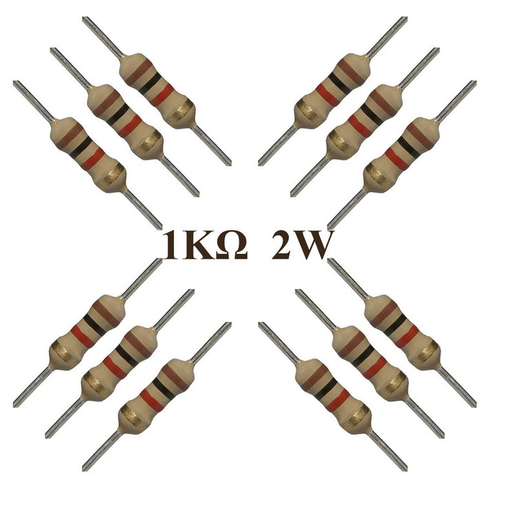 مقاومت 1کیلو اهم 2وات مدل 1K-2w بسته 12 عددی