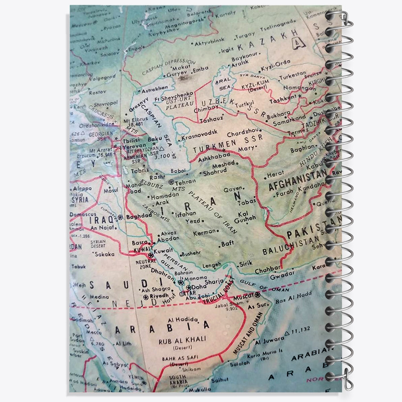 دفتر مشق 100 برگ خندالو طرح نقشه جهان و ایران کد F1684
