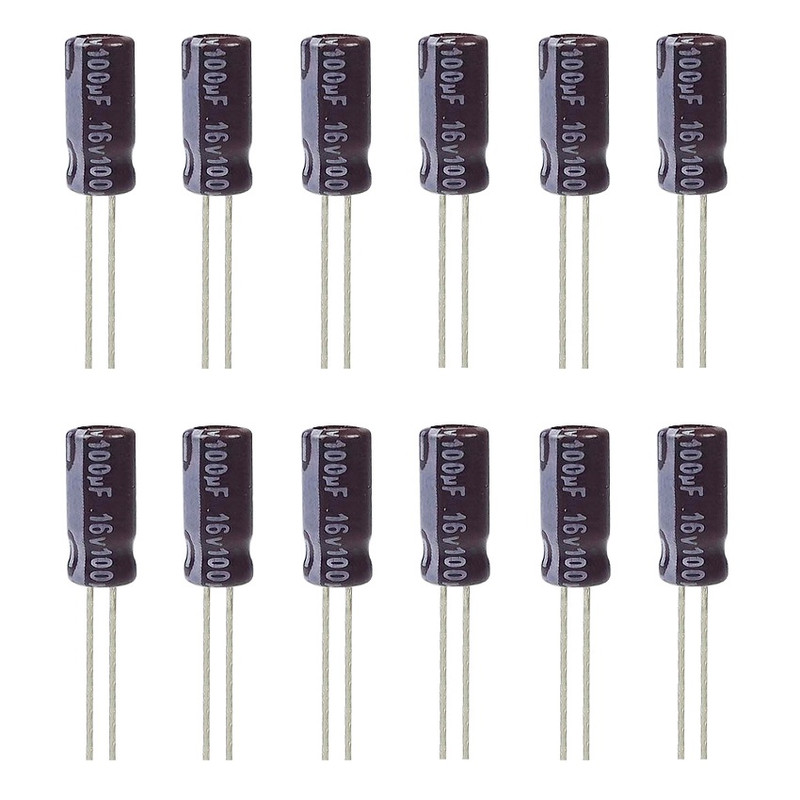 خازن الکترولیت 100 میکروفاراد 16 ولت آکسبوم مدل TEC-10116 بسته 12 عددی