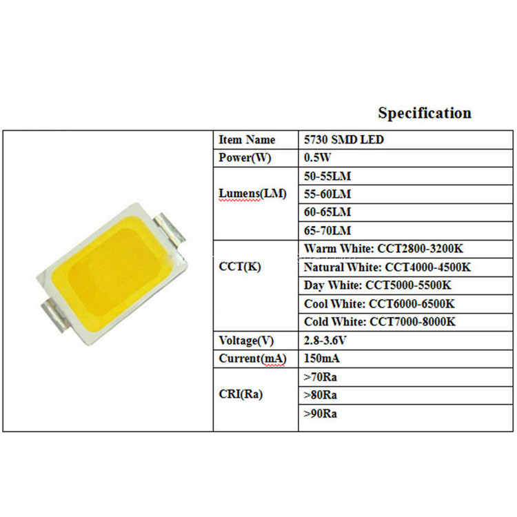دیود LED مدل 5730S بسته 50 عددی