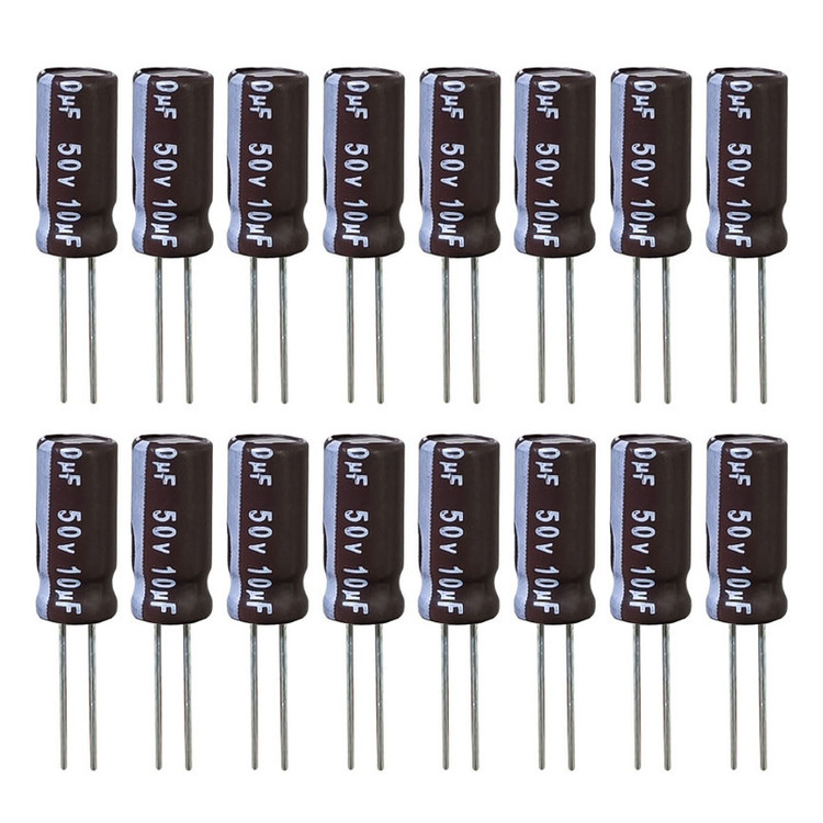 خازن الکترولیت 10 میکروفاراد 50 ولت آکسبوم مدل TEC-1050 بسته 16 عددی