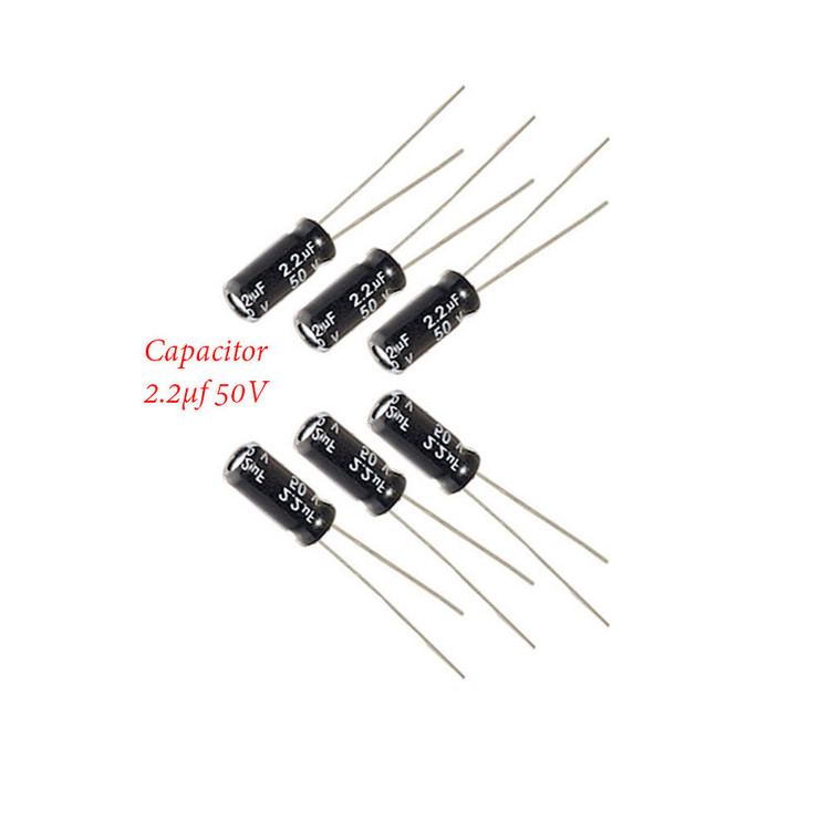 خازن 2.2 میکروفاراد 50 ولت کد Ca2.2uf-50V بسته 6 عددی