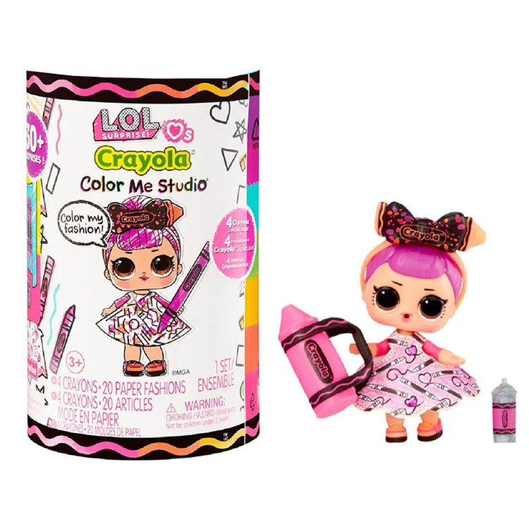 اسباب بازی شانسی ال او ال سوپرایز مدل Crayola طرح استوانه ای 30 سورپرایزی کد 68-34