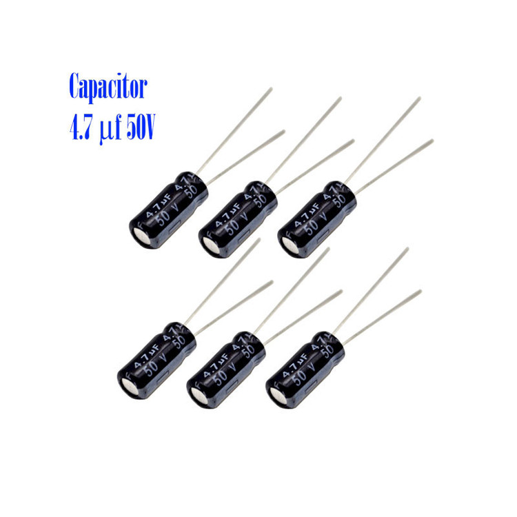 خازن 4.7 میکروفاراد 50 ولت کد Ca4.7uf-50V بسته 6 عددی