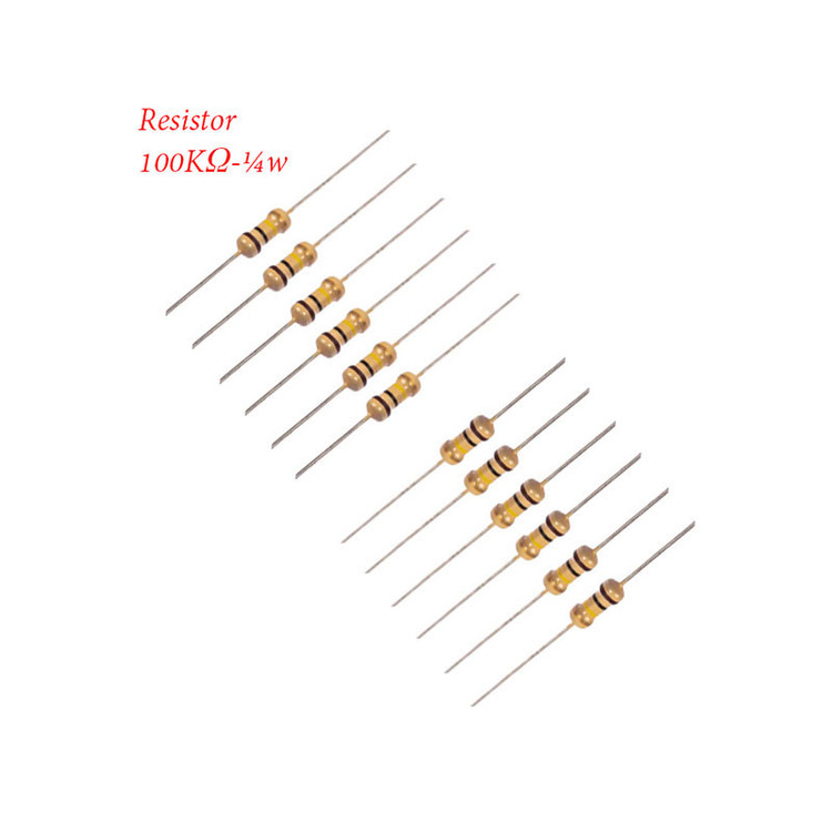 مقاومت 100کیلو اهم 1/4وات کد 100k1/4w بسته 12 عددی