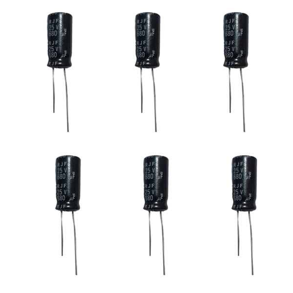 خازن 680 میکروفاراد مدل RJF25V بسته 6 عددی