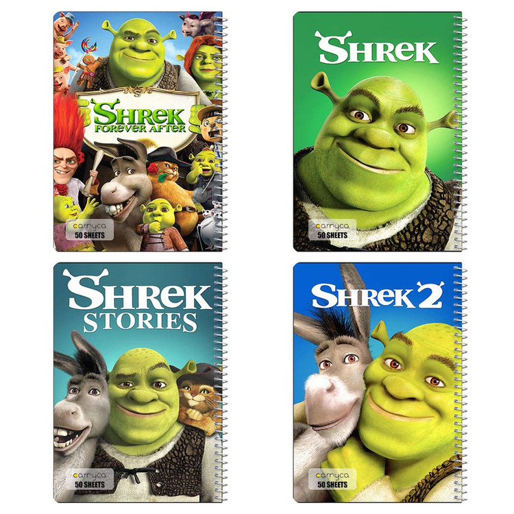 دفتر نقاشی 50 برگ کارنیکا طرح شرک Shrek کد 23880 مجموعه 4 عددی