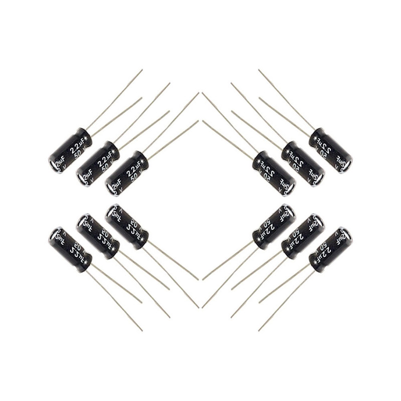خازن 2.2 میکروفاراد 50 ولت کد Ca2.2uf-50V بسته 12 عددی