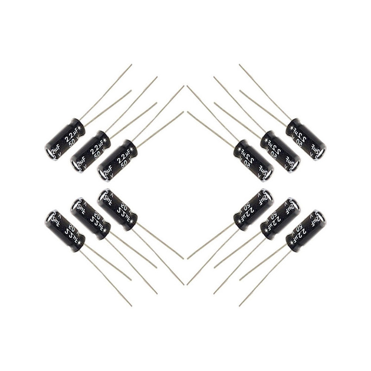 خازن 2.2 میکروفاراد 50 ولت کد Ca2.2uf-50V بسته 12 عددی