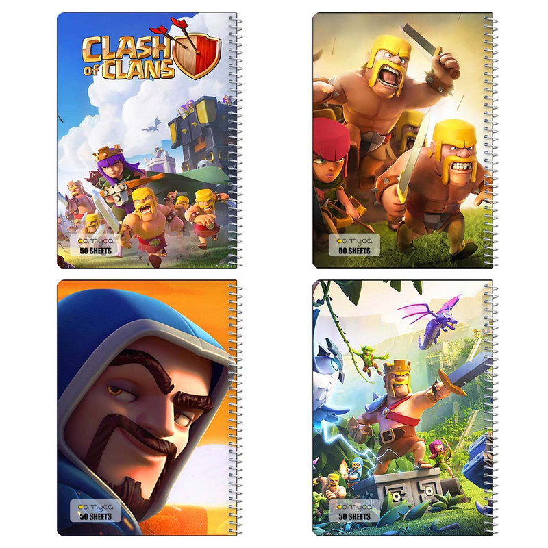 دفتر نقاشی 50 برگ کارنیکا طرح کلش اف کلنز Clash of Clans کد 33144 مجموعه 4 عددی