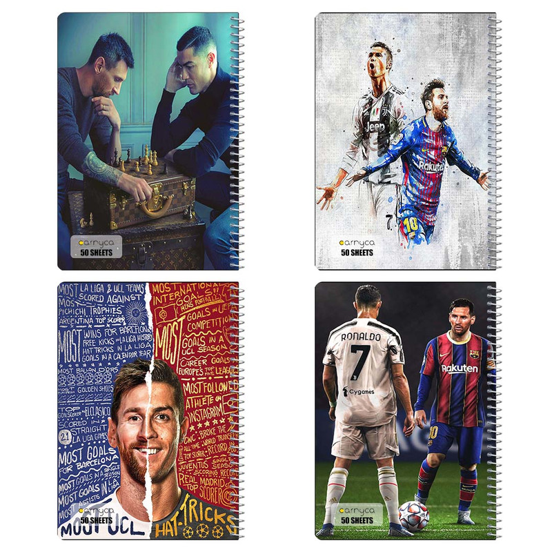 دفتر نقاشی 50 برگ کارنیکا طرح رونالدو و مسی Ronaldo & Messi کد 14933 مجموعه 4 عددی
