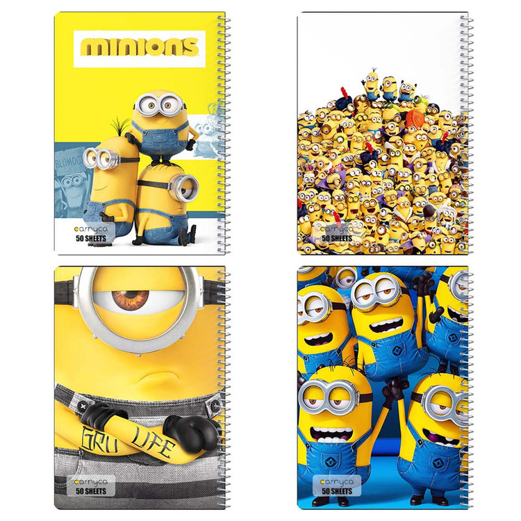 دفتر نقاشی 50 برگ کارنیکا طرح Minions کد 61502 مجموعه 4 عددی