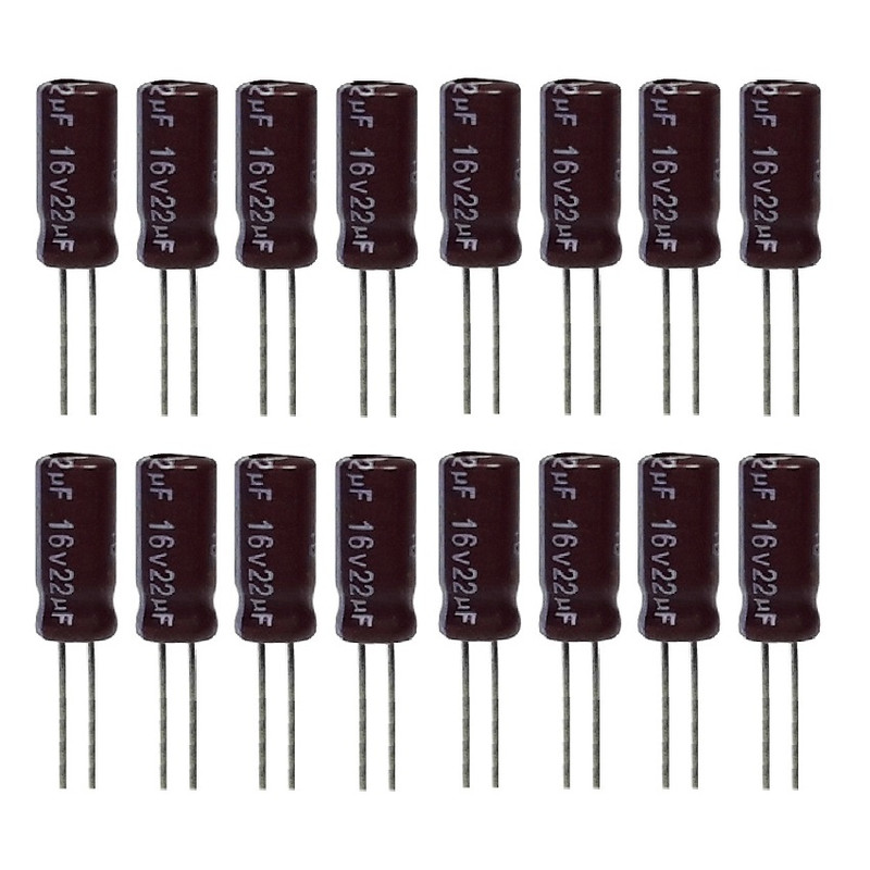 خازن الکترولیت 22 میکروفاراد 16ولت آکسبوم مدل TEC-2216 بسته 16 عددی