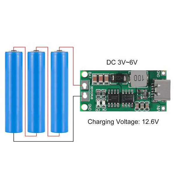 ماژول شارژ باتری لیتیومی 3 سل 2 آمپر مدل USB TYPE-C
