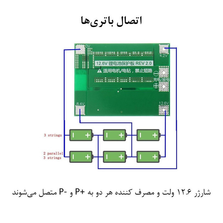 ماژول محافظ شارژ و دشارژ باتری لیتیومی مدل KSRE-3Cell-40A