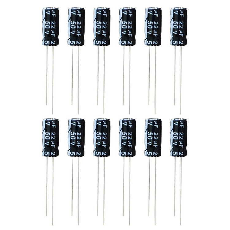 خازن الکترولیت 22 میکروفاراد 50 ولت تاپمی مدل TEC-2250 بسته 12عددی