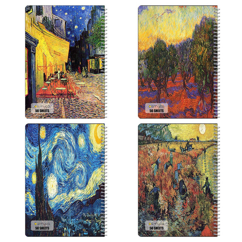 دفتر نقاشی 50 برگ کارنیکا طرح نقاشی‌های ون‌گوگ Van Gogh Paintings کد 55872 مجموعه 4 عددی