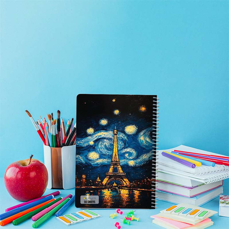 دفتر نقاشی 50 برگ کارنیکا طرح شب پرستاره فانتزی ونگوگ Fantasy Starry Night Van Gogh کد 44318 مجموعه 4 عددی