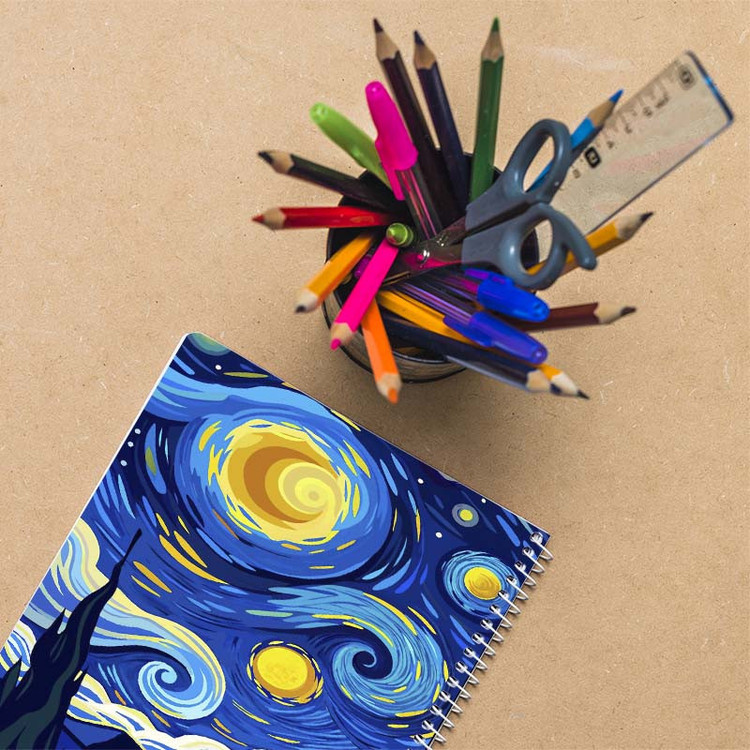 دفتر نقاشی 50 برگ کارنیکا طرح شب پرستاره فانتزی ونگوگ Fantasy Starry Night Van Gogh کد 44318 مجموعه 4 عددی