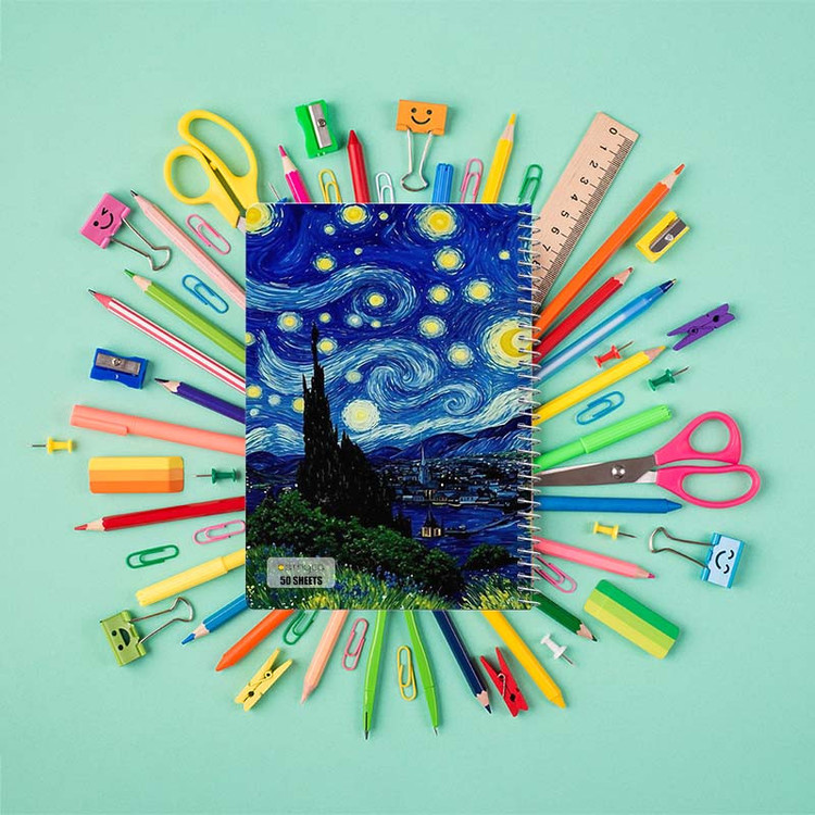 دفتر نقاشی 50 برگ کارنیکا طرح شب پرستاره فانتزی ونگوگ Fantasy Starry Night Van Gogh کد 44318 مجموعه 4 عددی