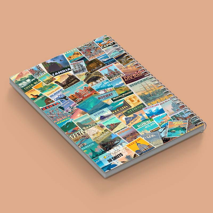 دفتر نقاشی 50 برگ کارنیکا طرح سفر Travel کد 62004 مجموعه 4 عددی