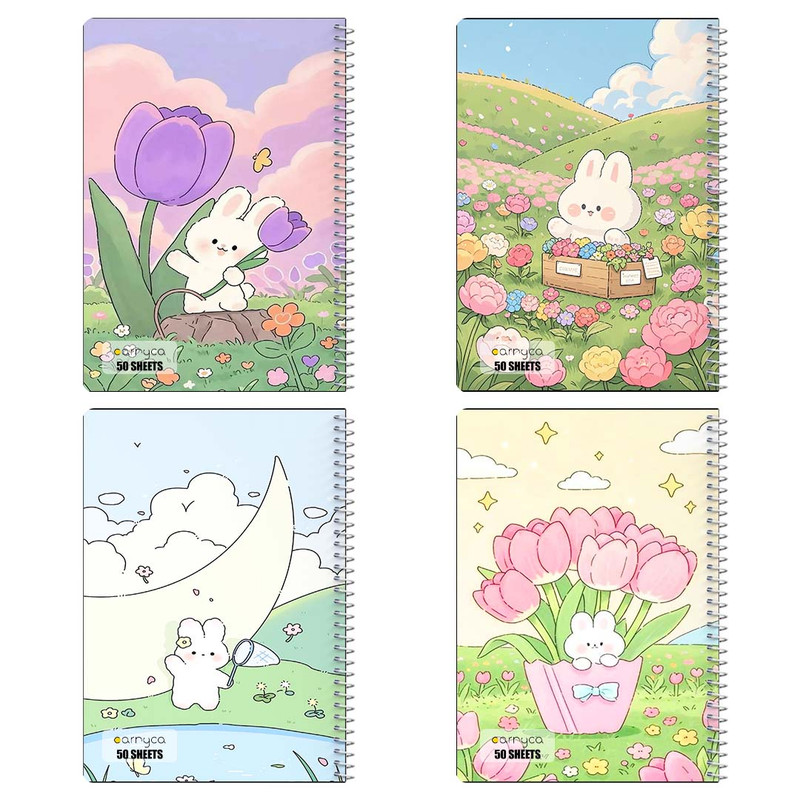 دفتر نقاشی 50 برگ کارنیکا طرح خرگوش کیوت Cute Rabbit کد 98189 مجموعه 4 عددی