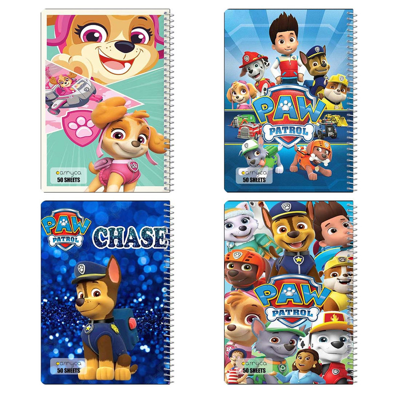 دفتر نقاشی 50 برگ کارنیکا طرح سگ های نگهبان paw patrol کد 98208 مجموعه 4 عددی