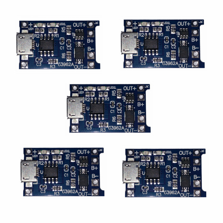 ماژول شارژر باتری مدل TP- 4056 Micro USB بسته 5 عددی