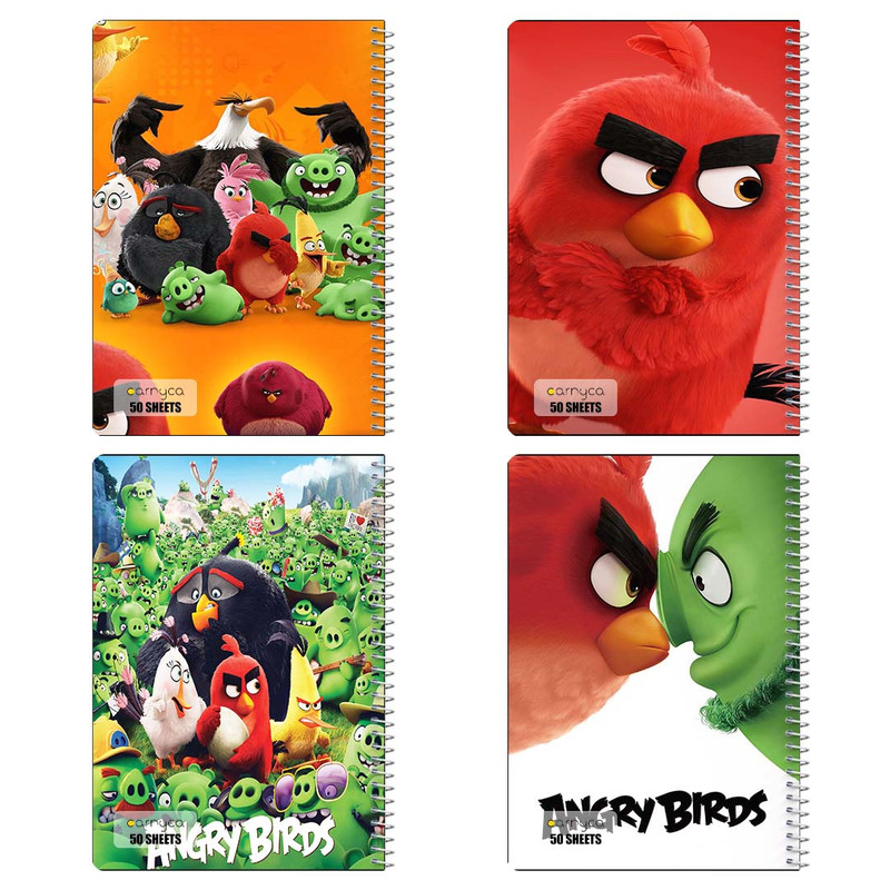دفتر نقاشی 50 برگ کارنیکا طرح The Angry Birds کد 33250 مجموعه 4 عددی