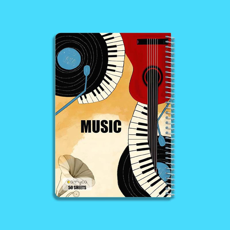 دفتر نقاشی 50 برگ کارنیکا طرح موسیقی Music کد 11251 مجموعه 4 عددی