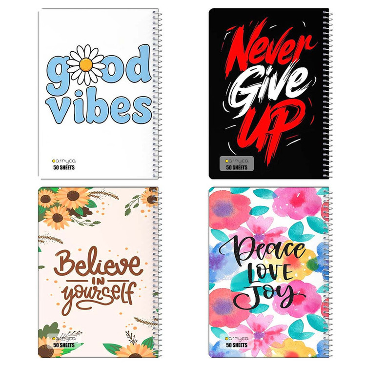 دفتر نقاشی 50 برگ کارنیکا طرح انگیزشی Quote کد 49782 مجموعه 4 عددی