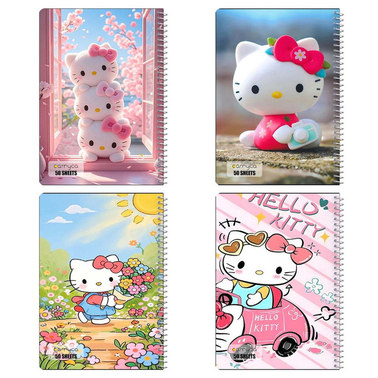 دفتر نقاشی 50 برگ کارنیکا طرح هلو کیتی hello kitty کد 71455 مجموعه 4 عددی
